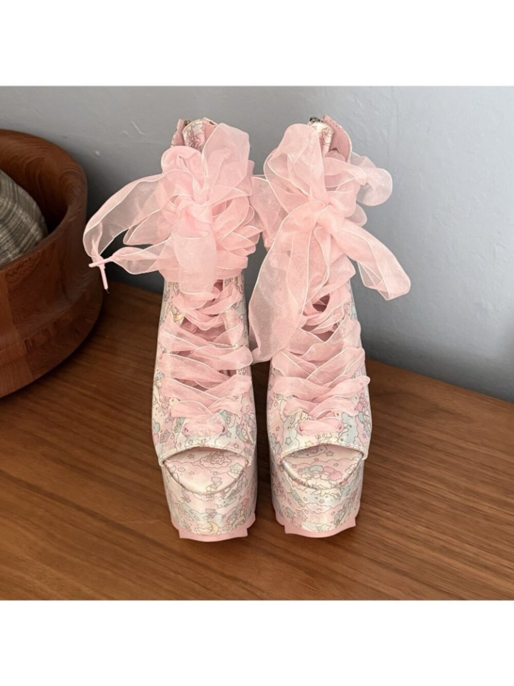 YRU x Sanrio Little Twin Stars Chunky Platform Ballet Bae High Heels Size 6 - Picture 3 of 12